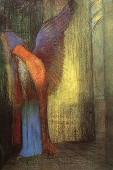 Odilon Redon : Winged Old Man with a Long White Beard